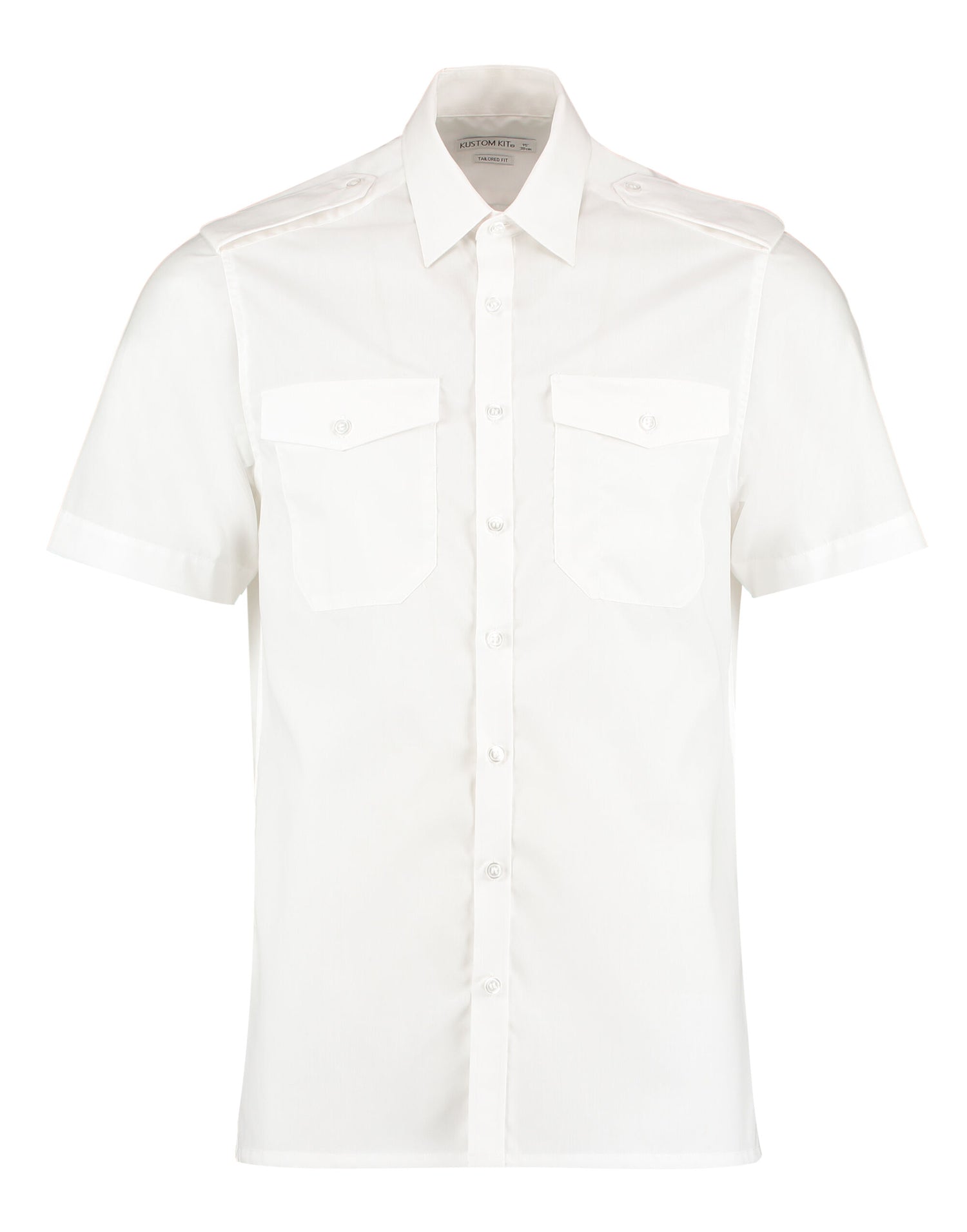 Kustom Kit Mens SS Tailored Pilot Shirt KK133 - White - Customisable Corporate Wear