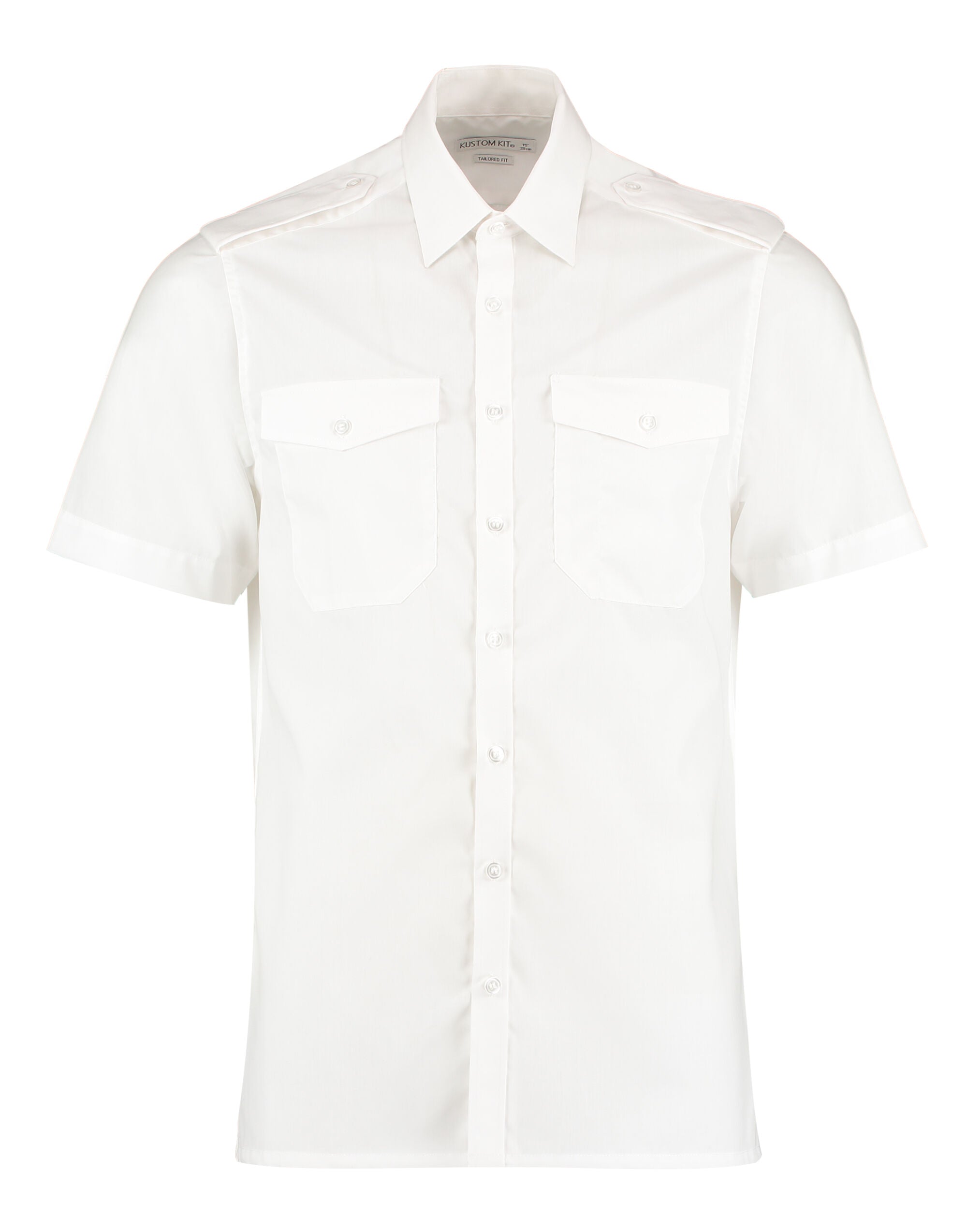 Kustom Kit Mens SS Tailored Pilot Shirt KK133 - White - Customisable Corporate Wear