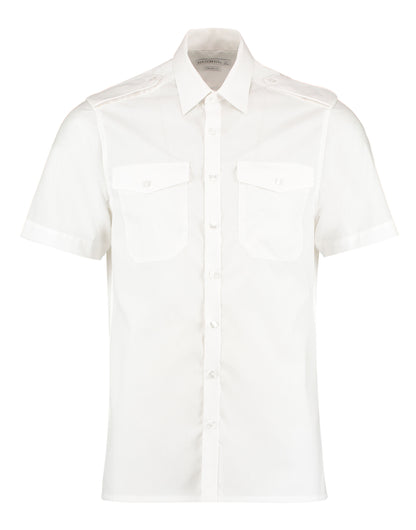 Kustom Kit Mens SS Tailored Pilot Shirt KK133 - White - Customisable Corporate Wear