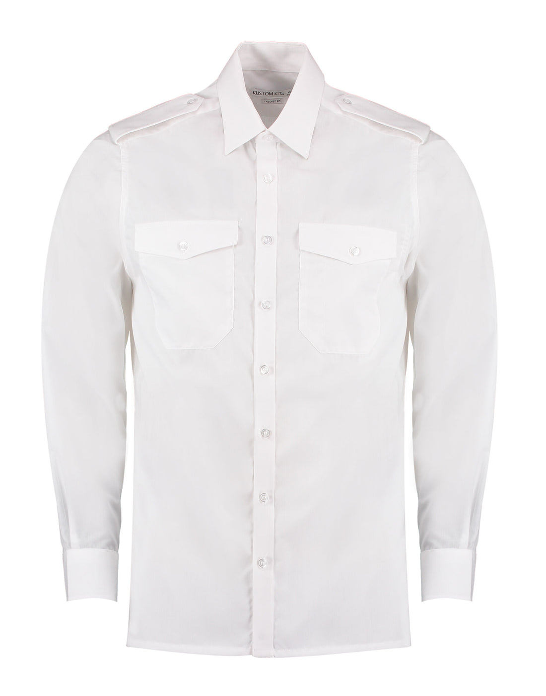 Kustom Kit Tailored Fit LS Pilot Shirt KK134 - White - Customisable Corporate Wear