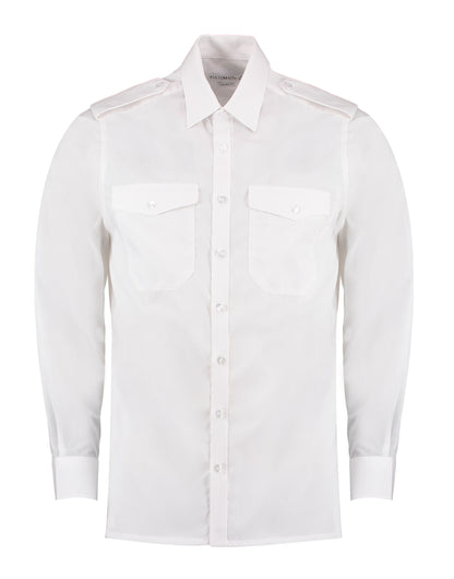 Kustom Kit Tailored Fit LS Pilot Shirt KK134 - White - Customisable Corporate Wear