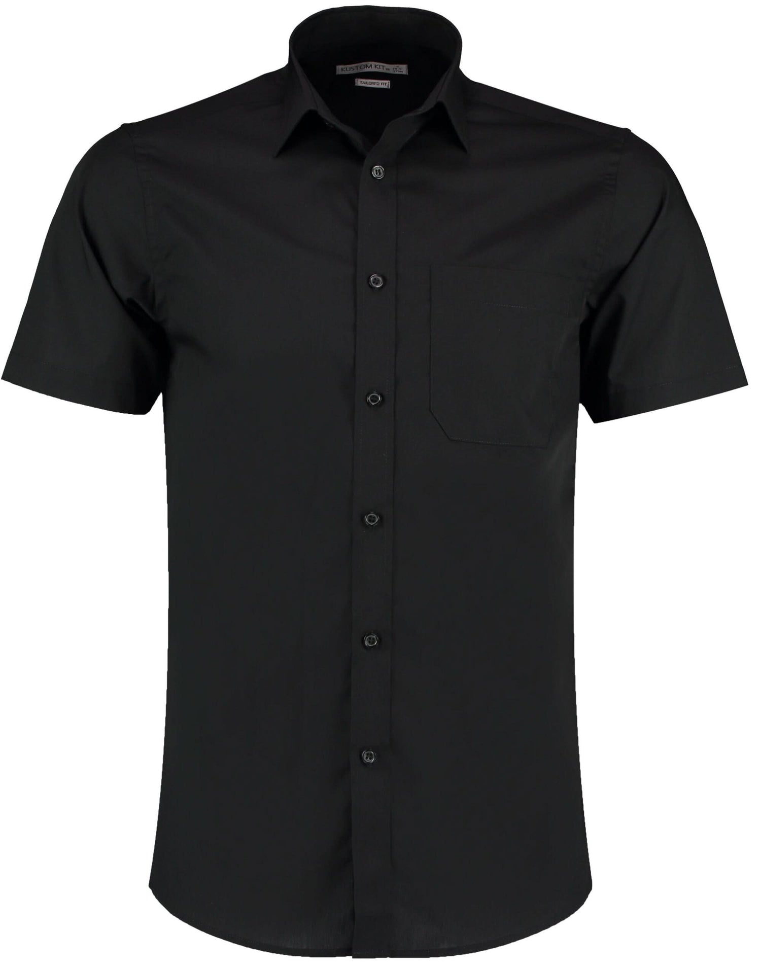 Kustom Kit Mens SS Tailored Poplin Shirt KK141 - Black - Customisable Corporate Wear