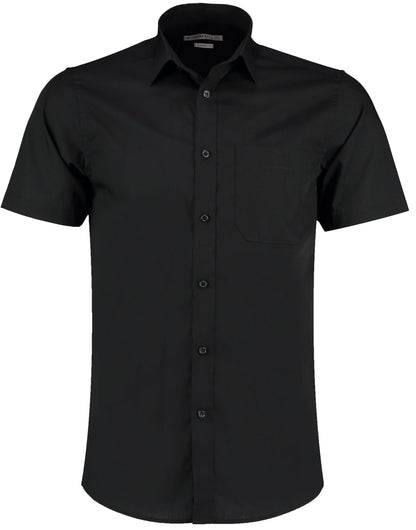Kustom Kit Mens SS Tailored Poplin Shirt KK141 - Black - Customisable Corporate Wear