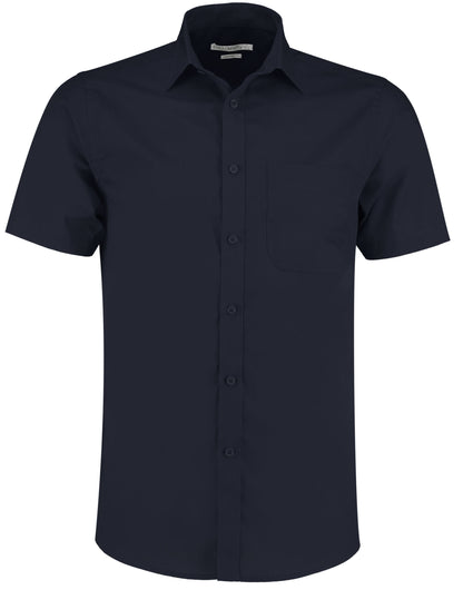 Kustom Kit Mens SS Tailored Poplin Shirt KK141 - Dark Navy - Customisable Corporate Wear