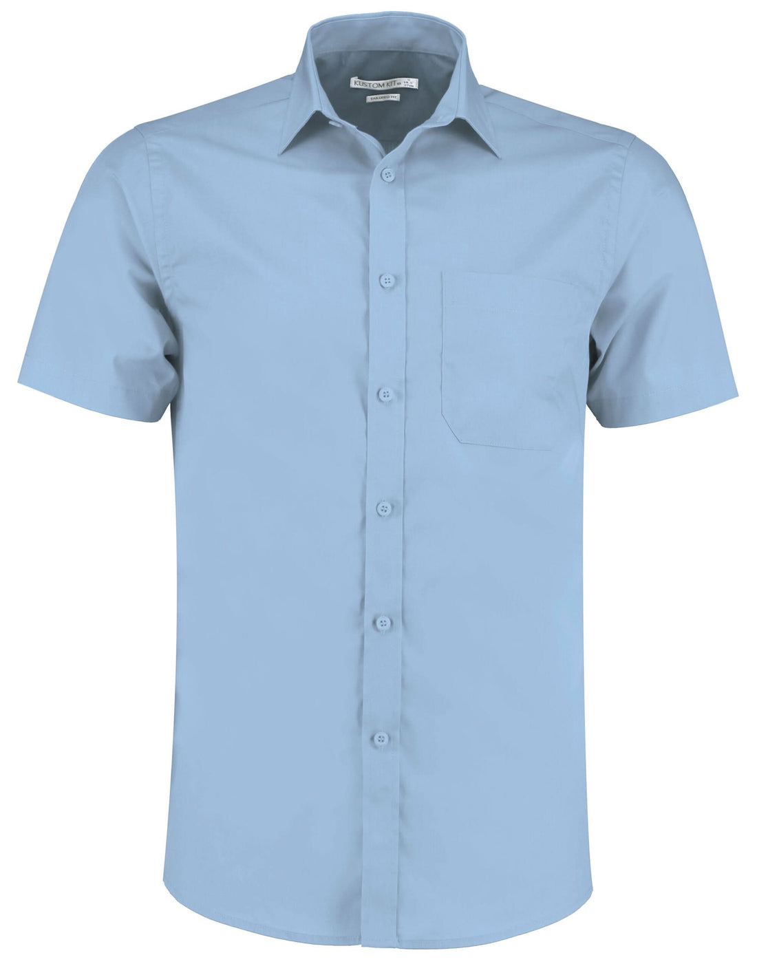 Kustom Kit Mens SS Tailored Poplin Shirt KK141 - Light Blue - Customisable Corporate Wear