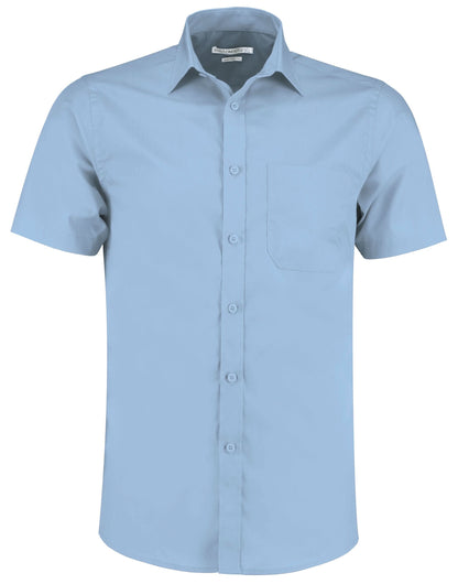 Kustom Kit Mens SS Tailored Poplin Shirt KK141 - Light Blue - Customisable Corporate Wear