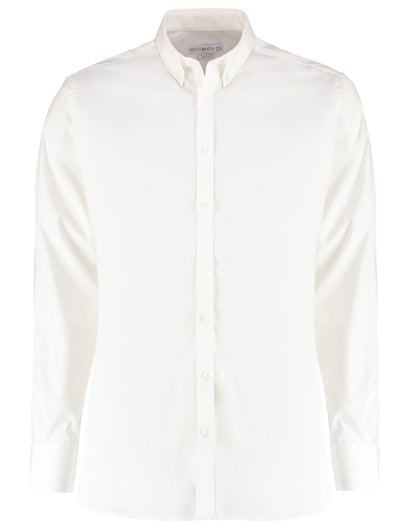 Kustom Kit Mens LS Stretch Oxford Shirt KK182 - White - Customisable Corporate Wear