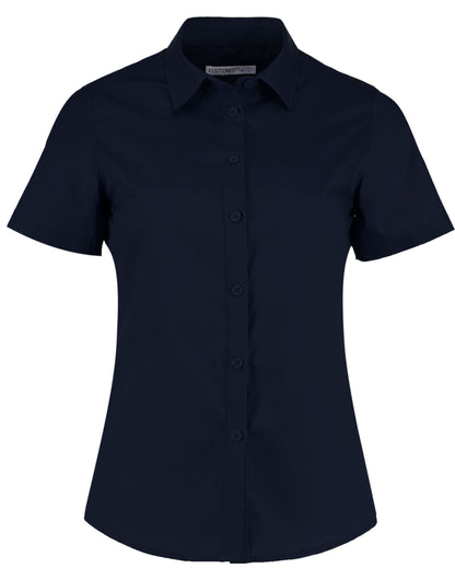 Kustom Kit Lady SS Tailored Poplin Shirt KK241 - Dark Navy - Customisable Shirts