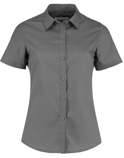 Kustom Kit Lady SS Tailored Poplin Shirt KK241 - Graphite - Customisable Shirts