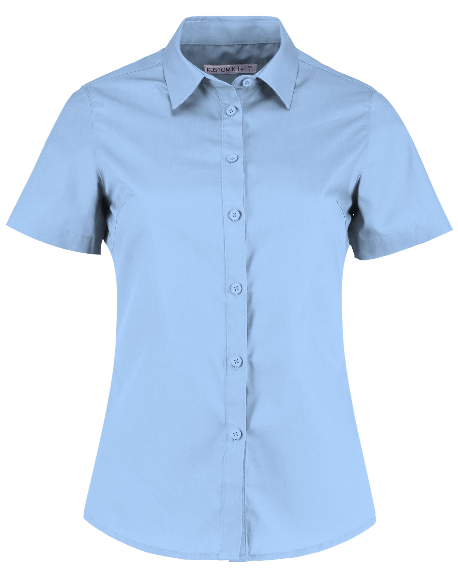 Kustom Kit Lady SS Tailored Poplin Shirt KK241 - Light Blue - Customisable Shirts