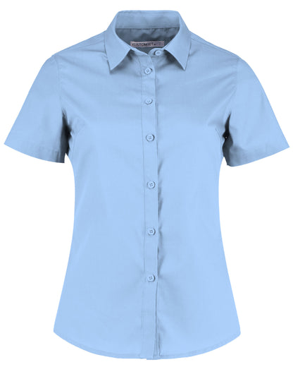 Kustom Kit Lady SS Tailored Poplin Shirt KK241 - Light Blue - Customisable Shirts