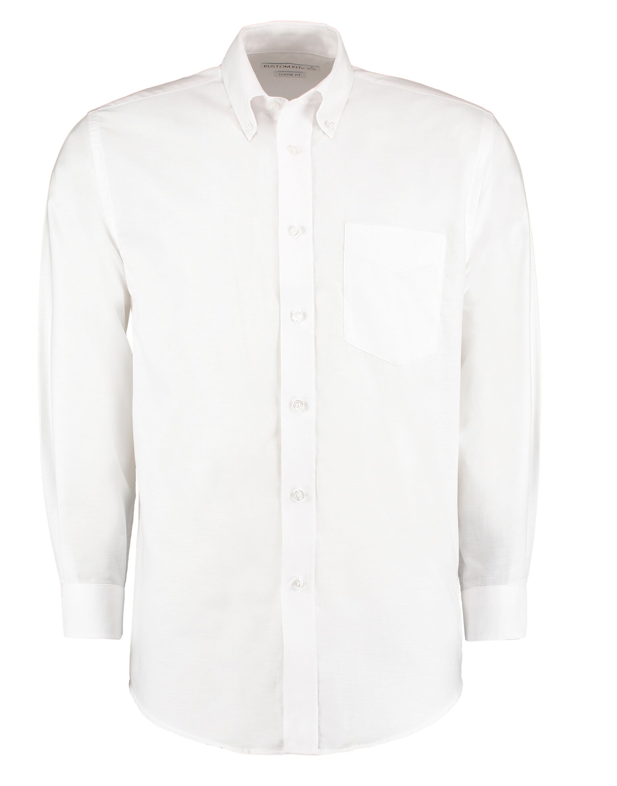 Kustom Kit Classic Fit Long Sleeve Workwear Oxford Shirt KK351 - White - Customisable Corporate Wear