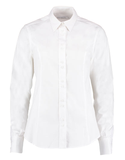 Kustom Kit Ladies LS Tailored City Shirt KK388 - White - Customisable Corporate Wear