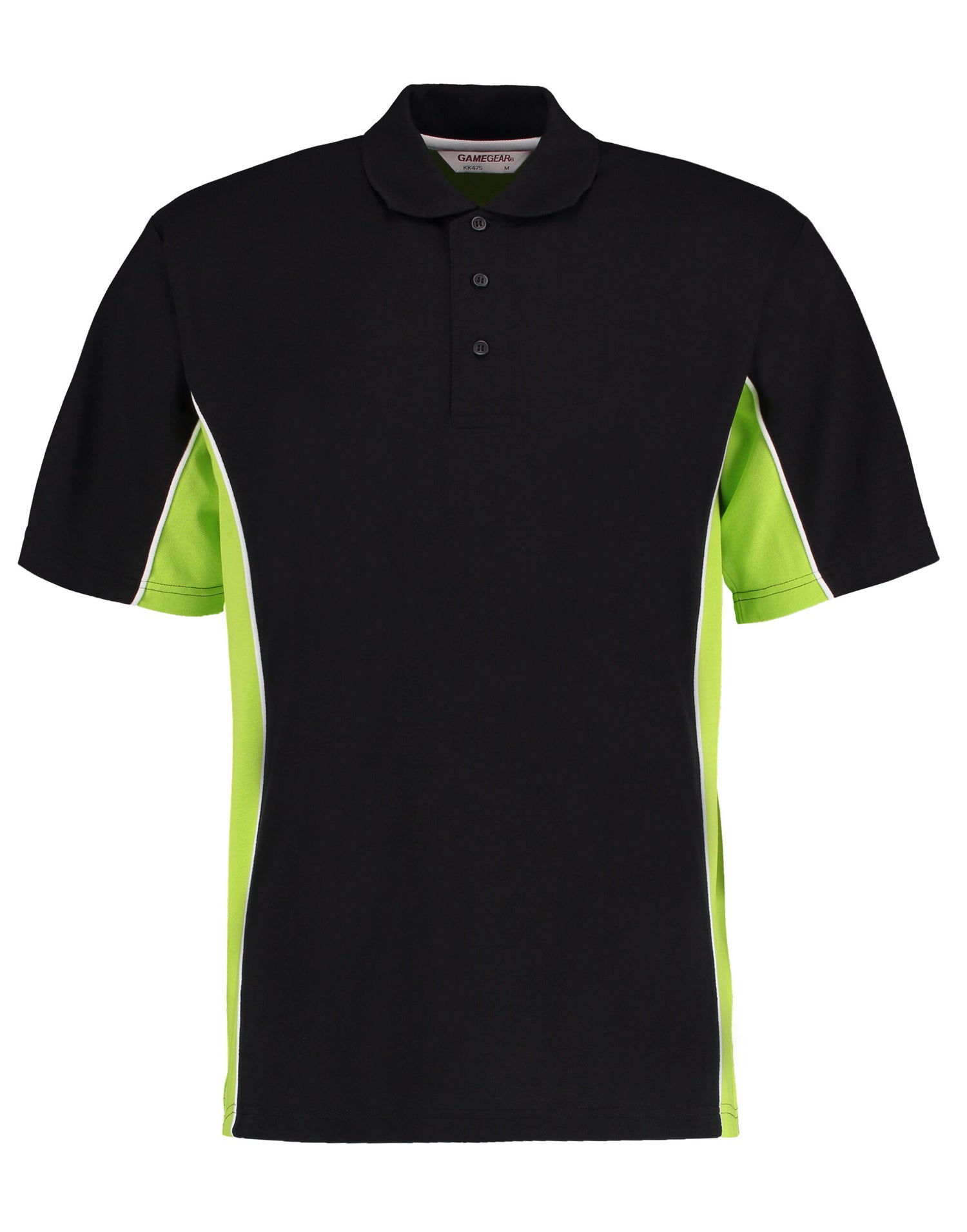 Kustom Kit Mens Classic Track Polo KK475 - Black Lime White - Customisable Polos
