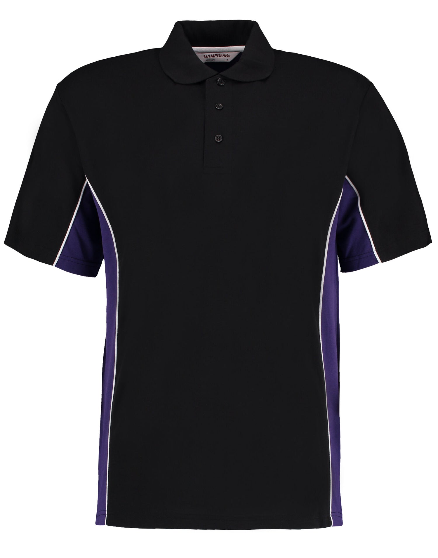 Kustom Kit Mens Classic Track Polo KK475 - Black Purple White - Customisable Polos
