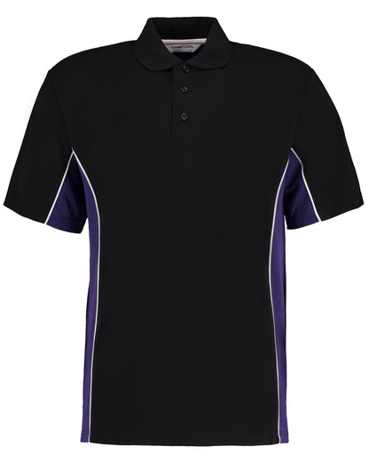Kustom Kit Mens Classic Track Polo KK475 - Black Purple White - Customisable Polos