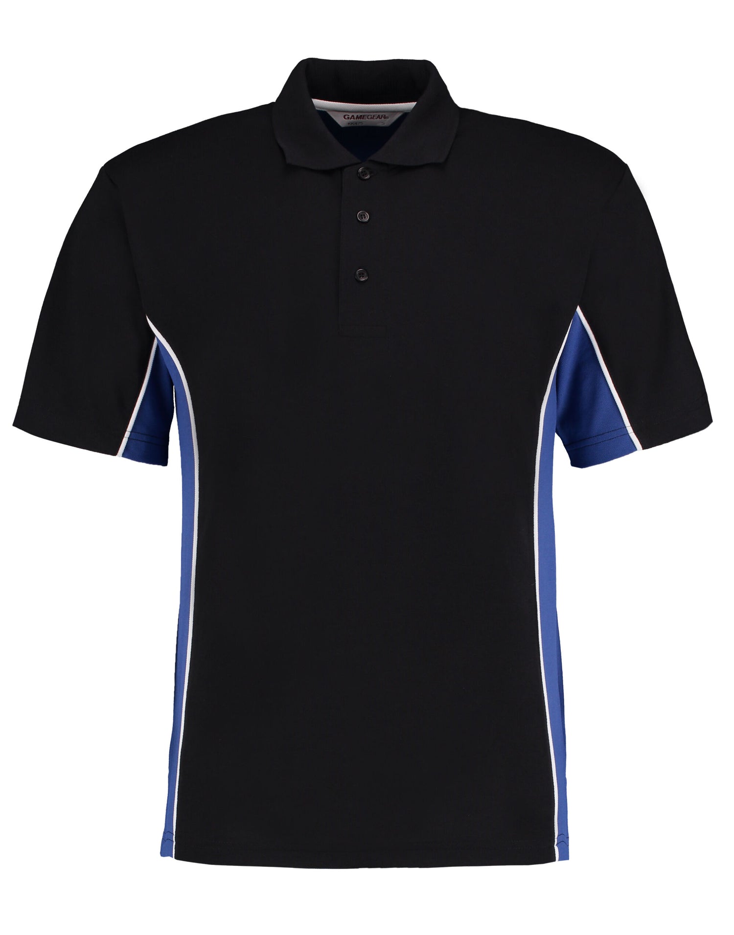 Kustom Kit Mens Classic Track Polo KK475 - Black Royal White - Customisable Polos