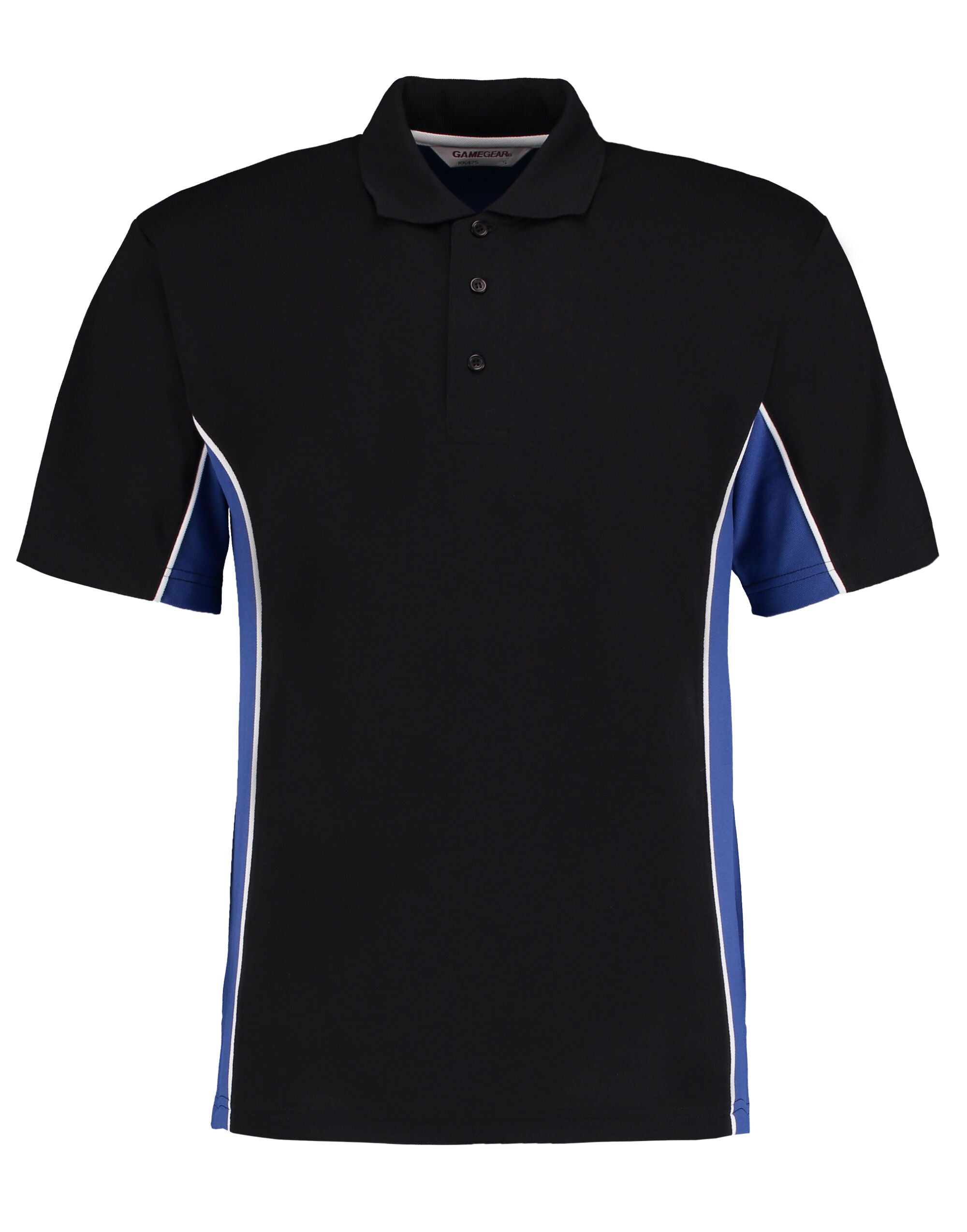 Kustom Kit Mens Classic Track Polo KK475 - Black Royal White - Customisable Polos