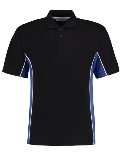 Kustom Kit Mens Classic Track Polo KK475 - Black Royal White - Customisable Polos