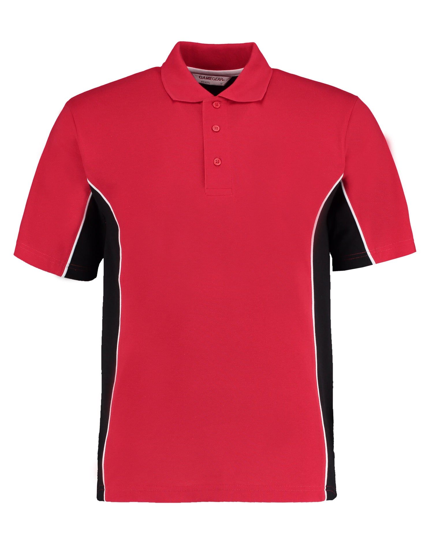 Kustom Kit Mens Classic Track Polo KK475 - Red Black White - Customisable Polos