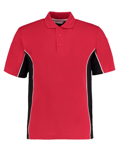Kustom Kit Mens Classic Track Polo KK475 - Red Black White - Customisable Polos