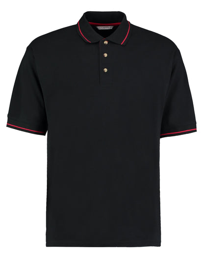 Kustom Kit Mens Classic StMellion Polo KK606 - Black Bright Red - Customisable Polos