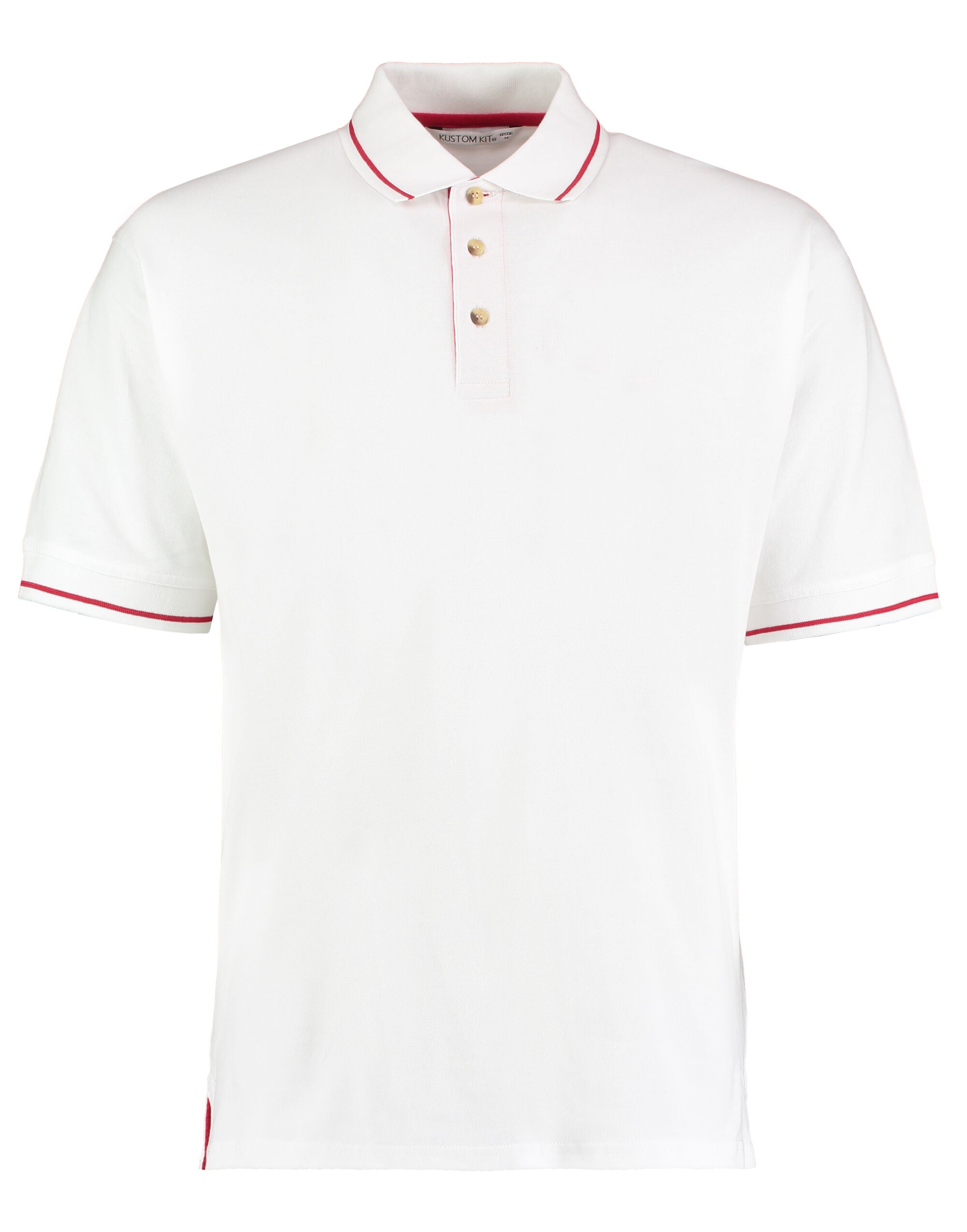Kustom Kit Mens Classic StMellion Polo KK606 - White Bright Red - Customisable Polos