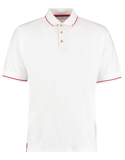 Kustom Kit Mens Classic StMellion Polo KK606 - White Bright Red - Customisable Polos