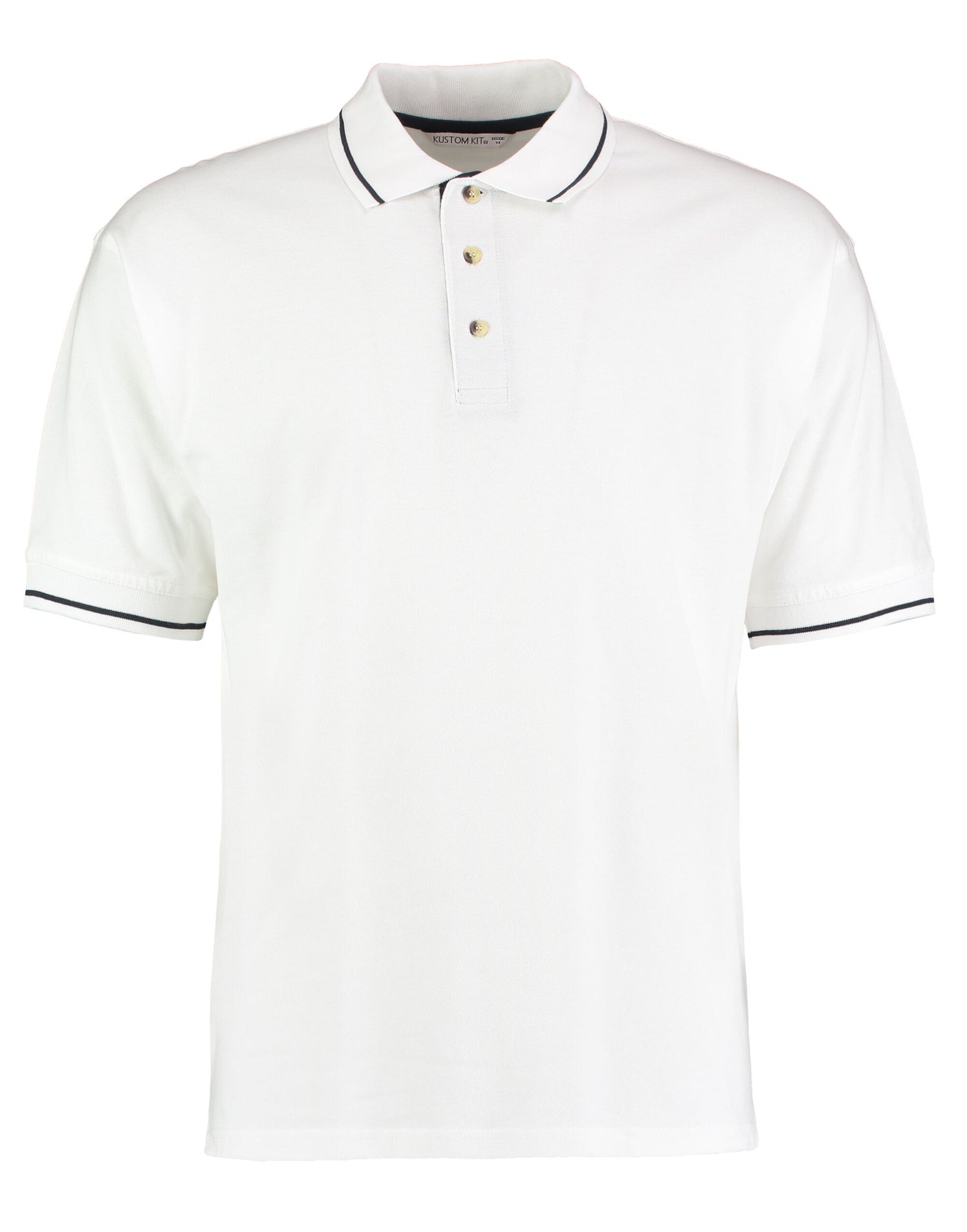 Kustom Kit Mens Classic StMellion Polo KK606 - White Navy - Customisable Polos