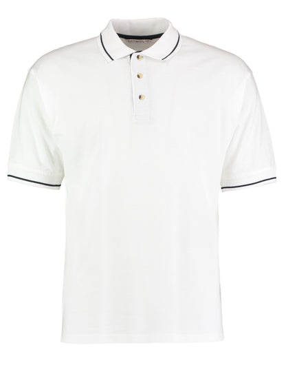 Kustom Kit Mens Classic StMellion Polo KK606 - White Navy - Customisable Polos
