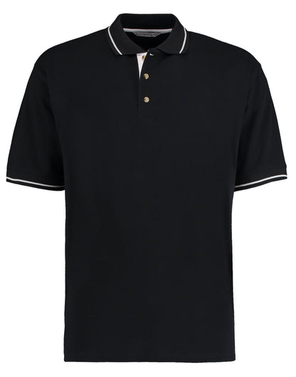Kustom Kit Mens Classic StMellion Polo KK606 - Black White - Customisable Polos