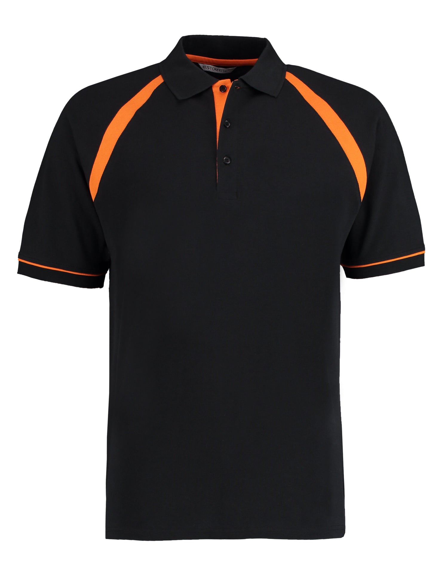 Kustom Kit Men Classic Fit Oak Hill Polo KK615 - Black Orange - Customisable Polos