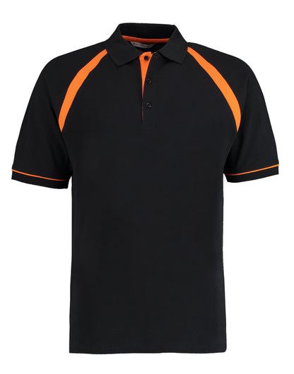 Kustom Kit Men Classic Fit Oak Hill Polo KK615 - Black Orange - Customisable Polos