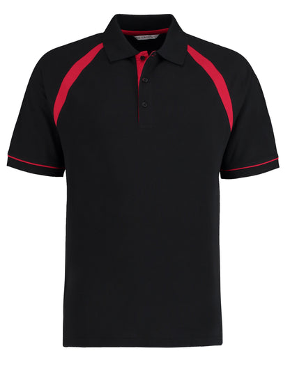 Kustom Kit Men Classic Fit Oak Hill Polo KK615 - Black Bright Red - Customisable Polos