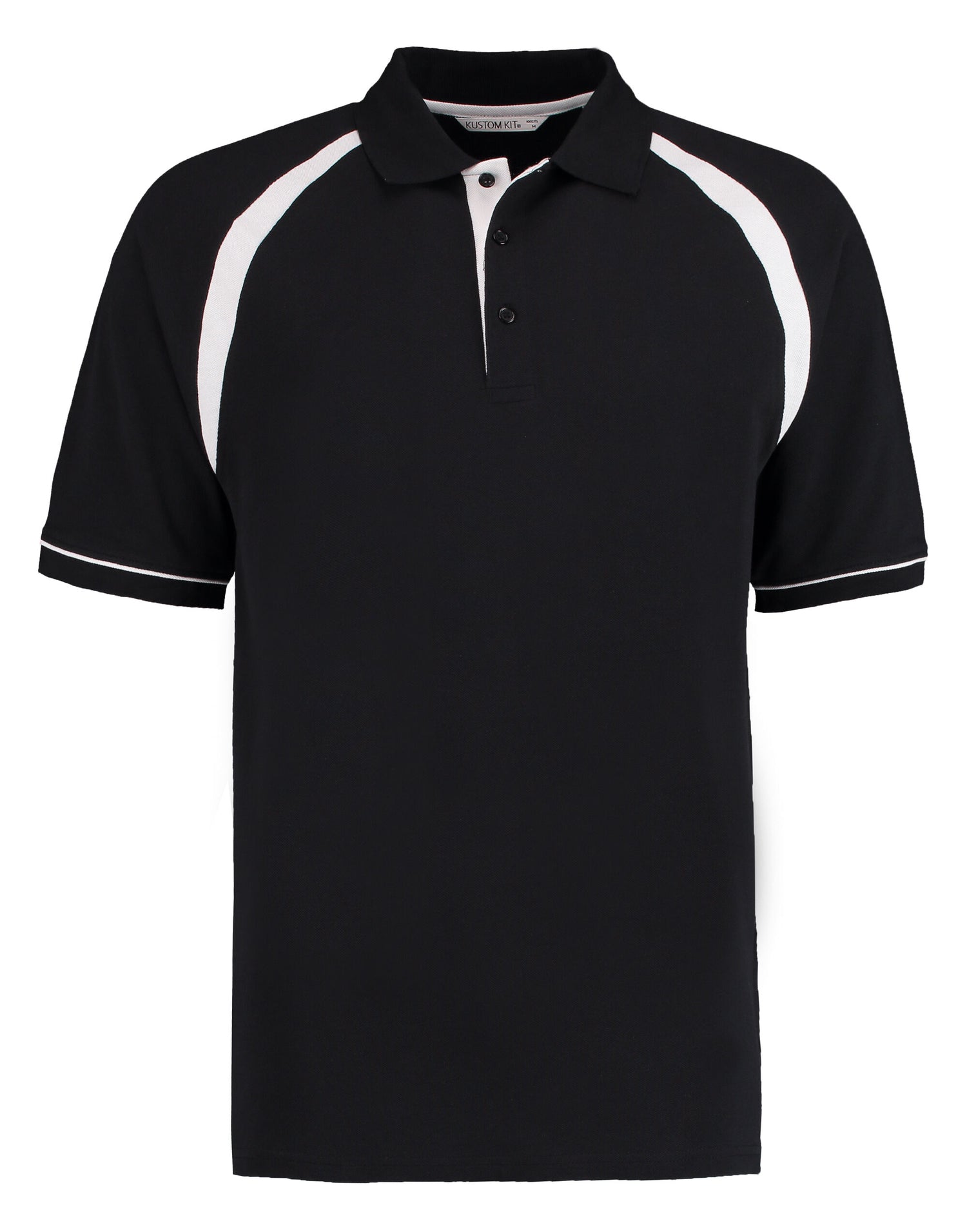 Kustom Kit Men Classic Fit Oak Hill Polo KK615 - Black White - Customisable Polos
