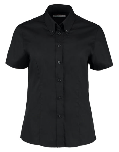 Kustom Kit Lady SS Tailored Oxford Shirt KK701 - Black - Customisable Shirts