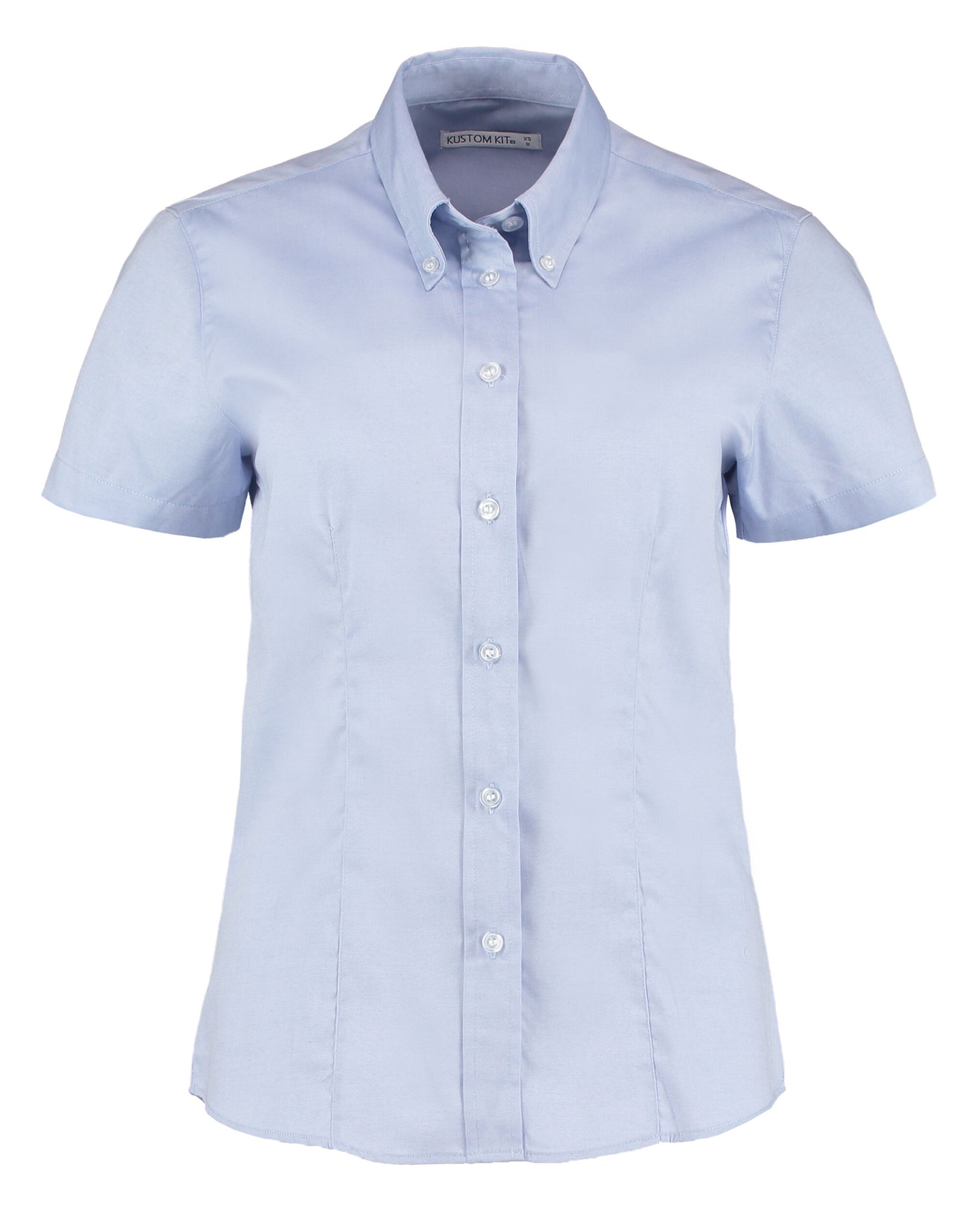 Kustom Kit Lady SS Tailored Oxford Shirt KK701 - Light Blue - Customisable Shirts