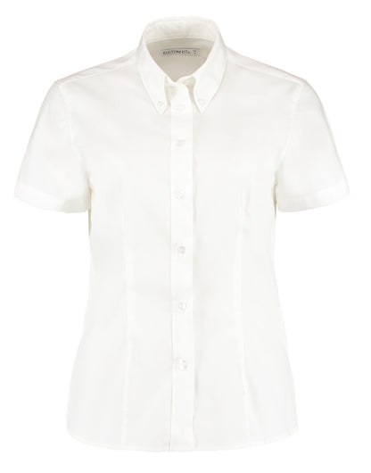 Kustom Kit Lady SS Tailored Oxford Shirt KK701 - White - Customisable Shirts