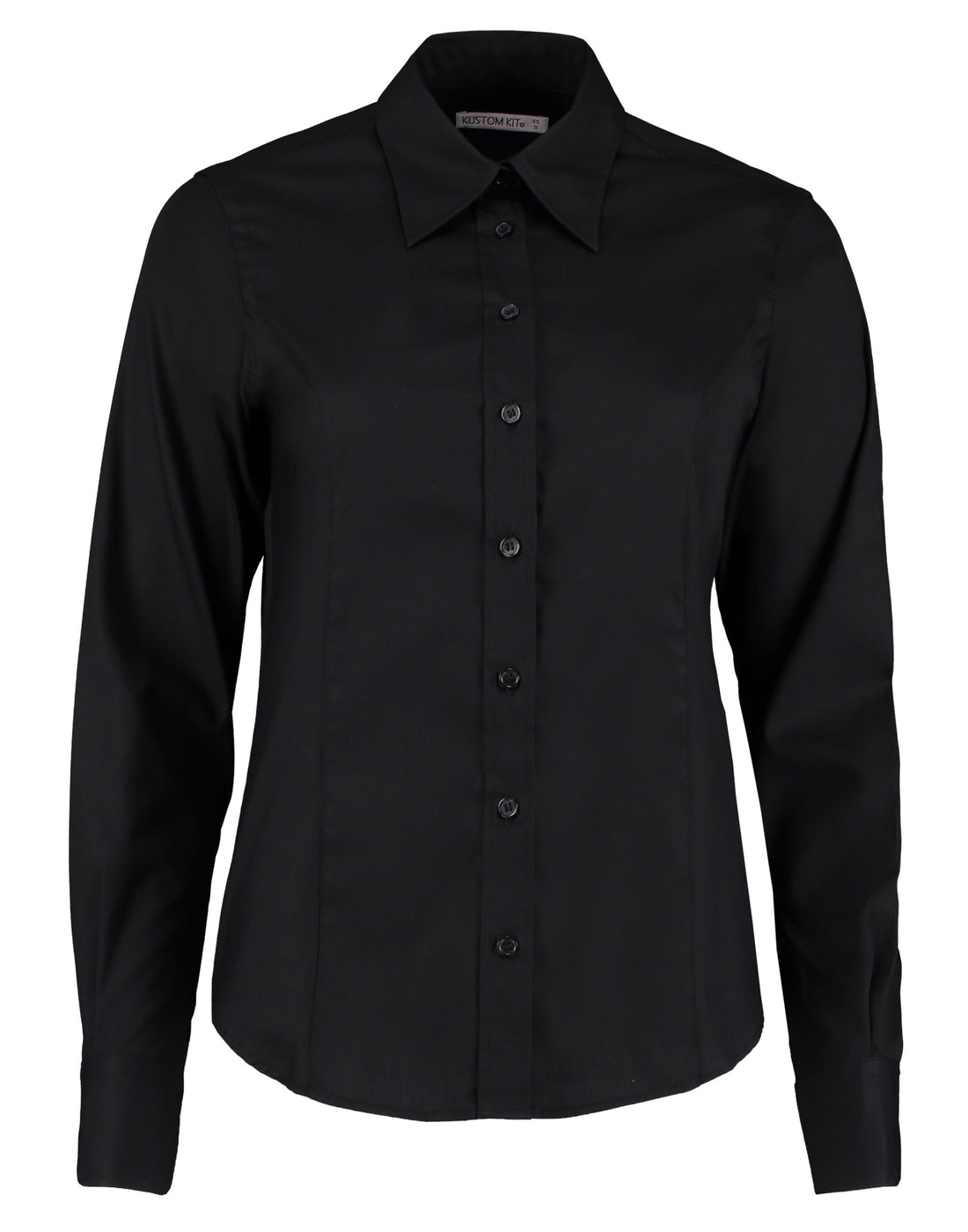 Kustom Kit Lady LS Tailored Oxford Shirt KK702 - Black - Customisable Shirts
