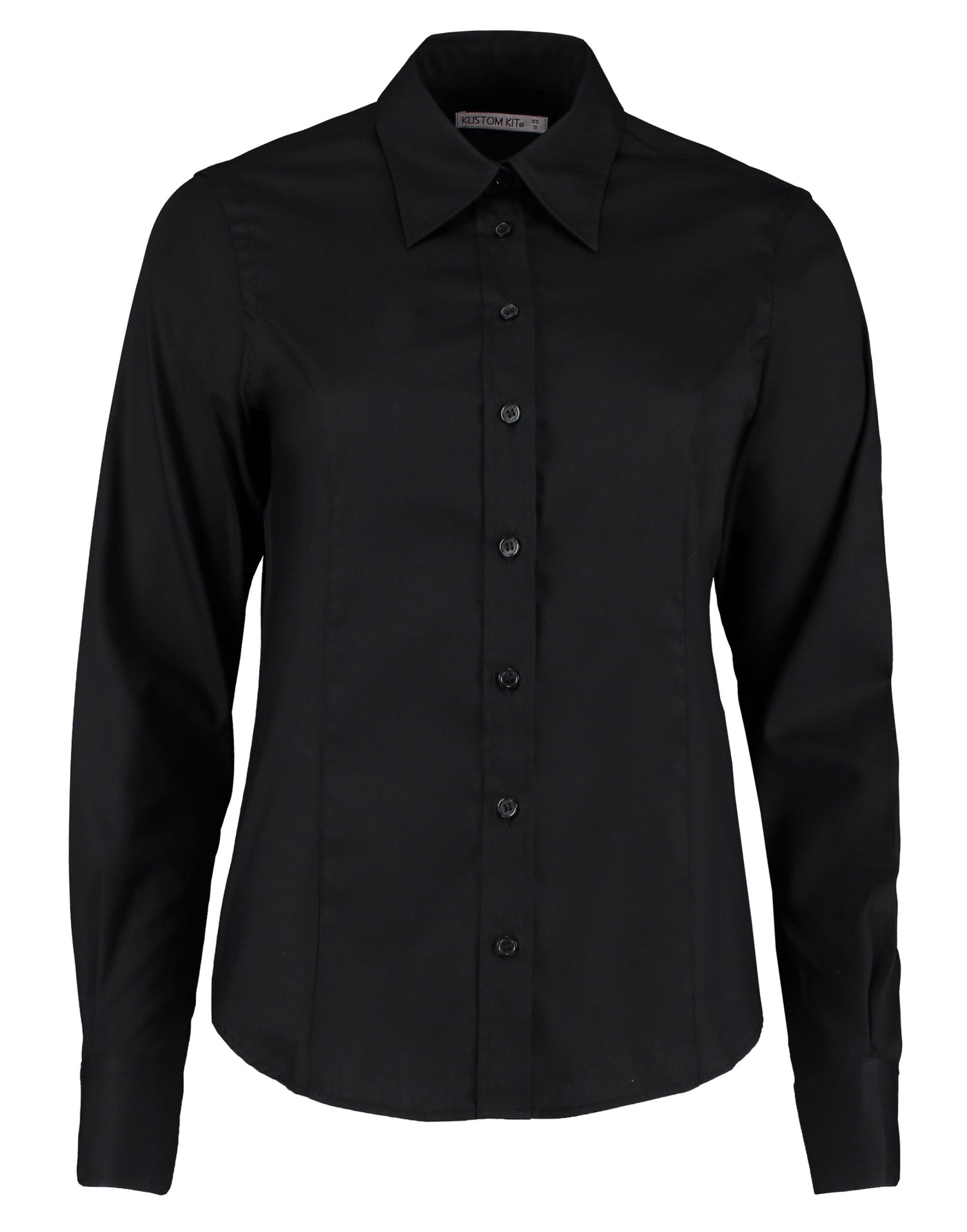Kustom Kit Lady LS Tailored Oxford Shirt KK702 - Black - Customisable Shirts