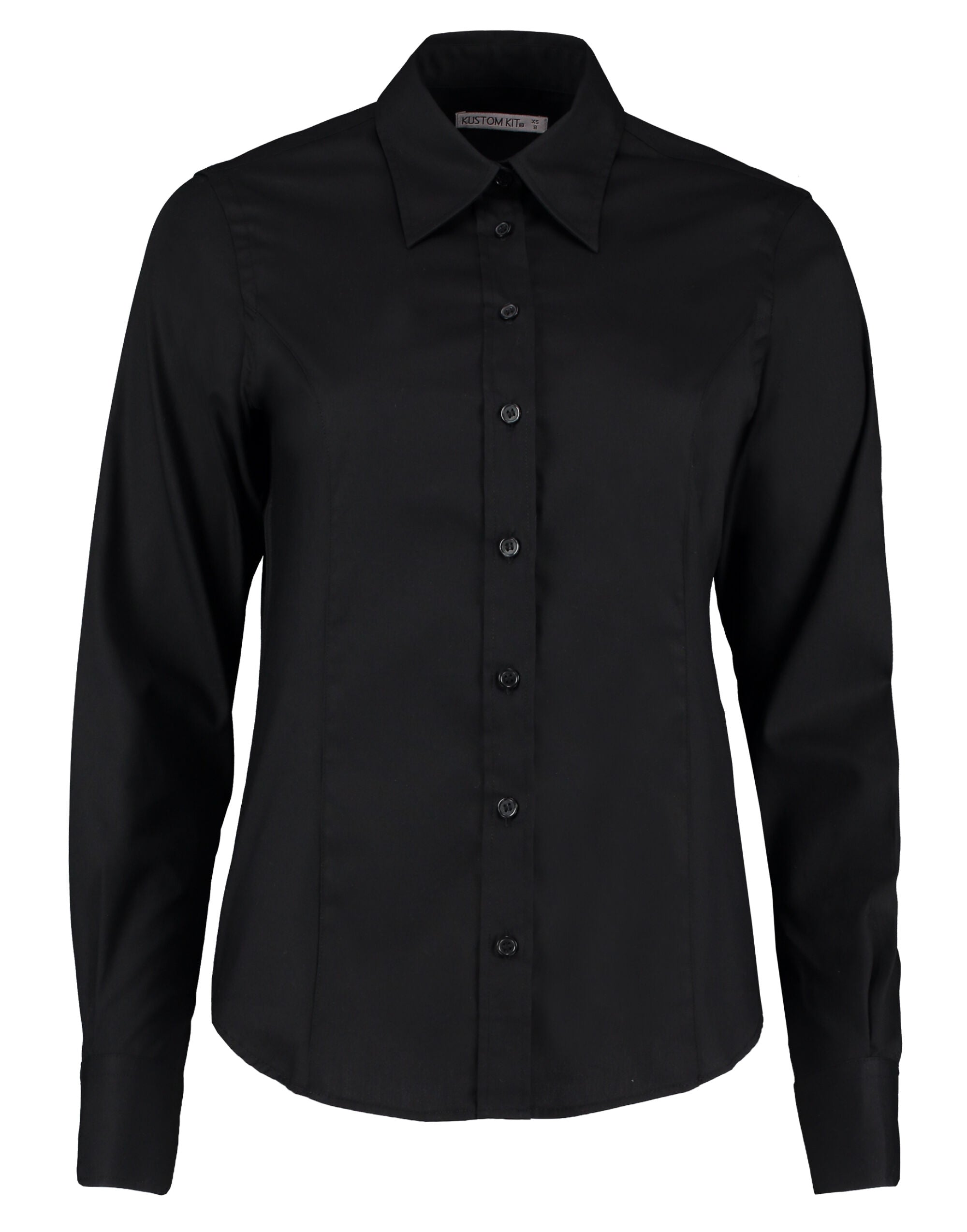 Kustom Kit Lady LS Tailored Oxford Shirt KK702 - Black - Customisable Shirts