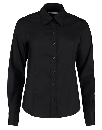 Kustom Kit Lady LS Tailored Oxford Shirt KK702 - Black - Customisable Shirts