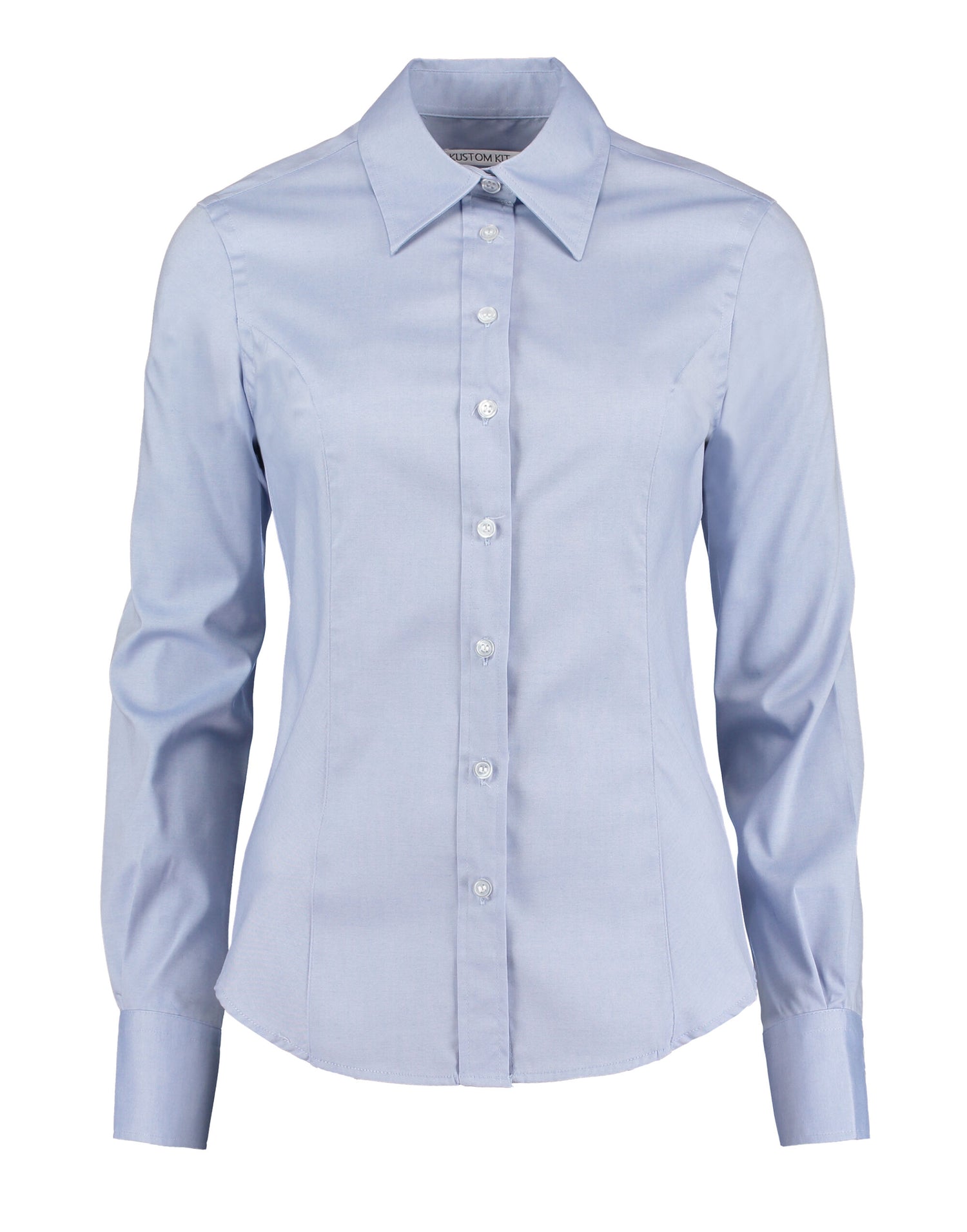 Kustom Kit Lady LS Tailored Oxford Shirt KK702 - Light Blue - Customisable Shirts