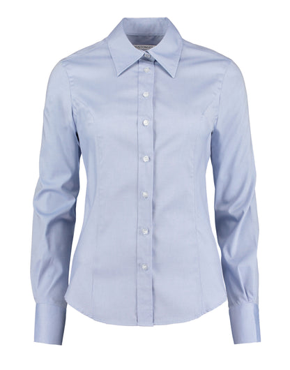 Kustom Kit Lady LS Tailored Oxford Shirt KK702 - Light Blue - Customisable Shirts