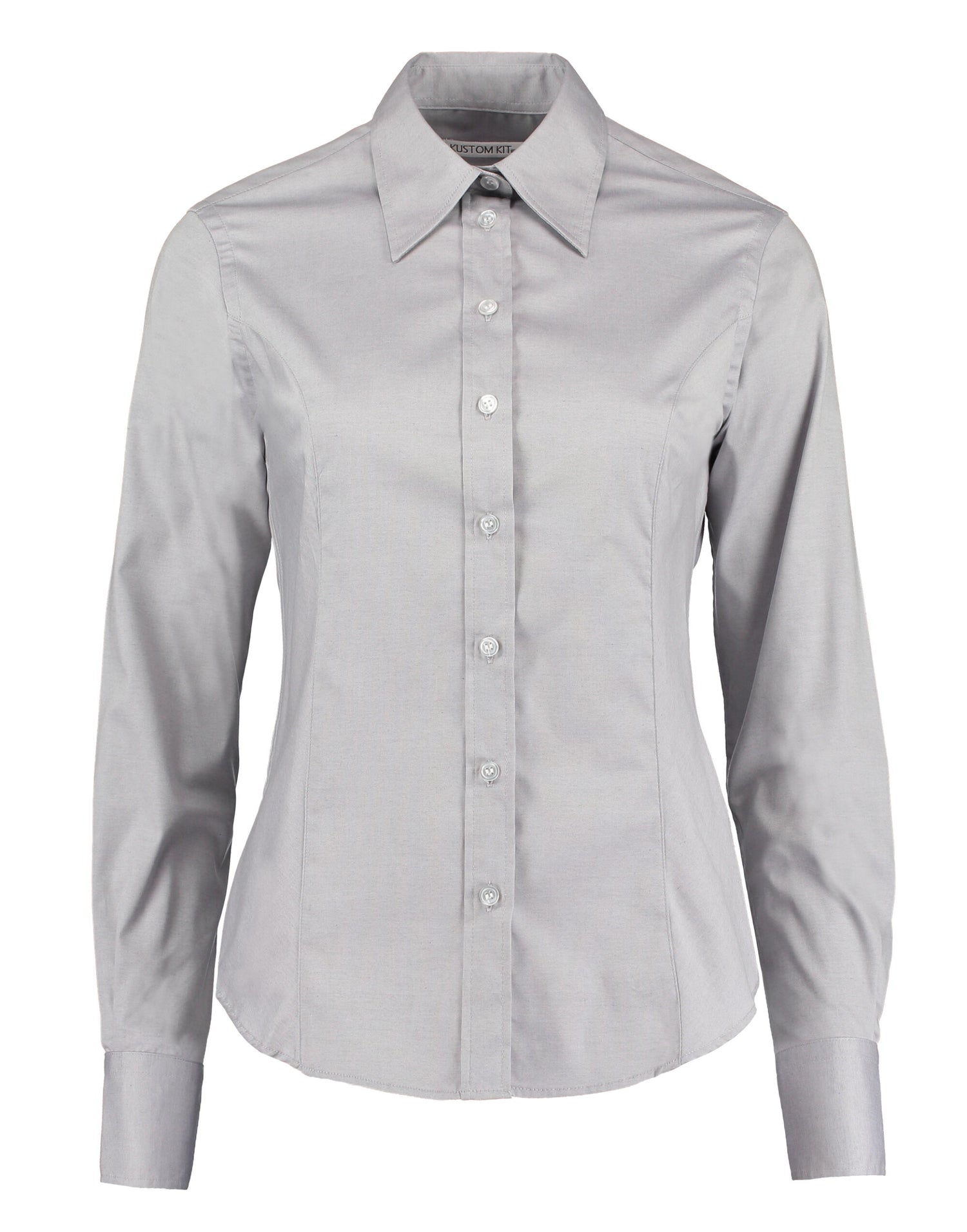 Kustom Kit Lady LS Tailored Oxford Shirt KK702 - Silver Grey - Customisable Shirts