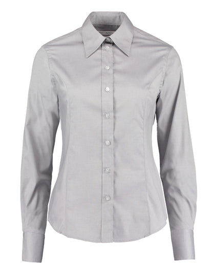 Kustom Kit Lady LS Tailored Oxford Shirt KK702 - Silver Grey - Customisable Shirts
