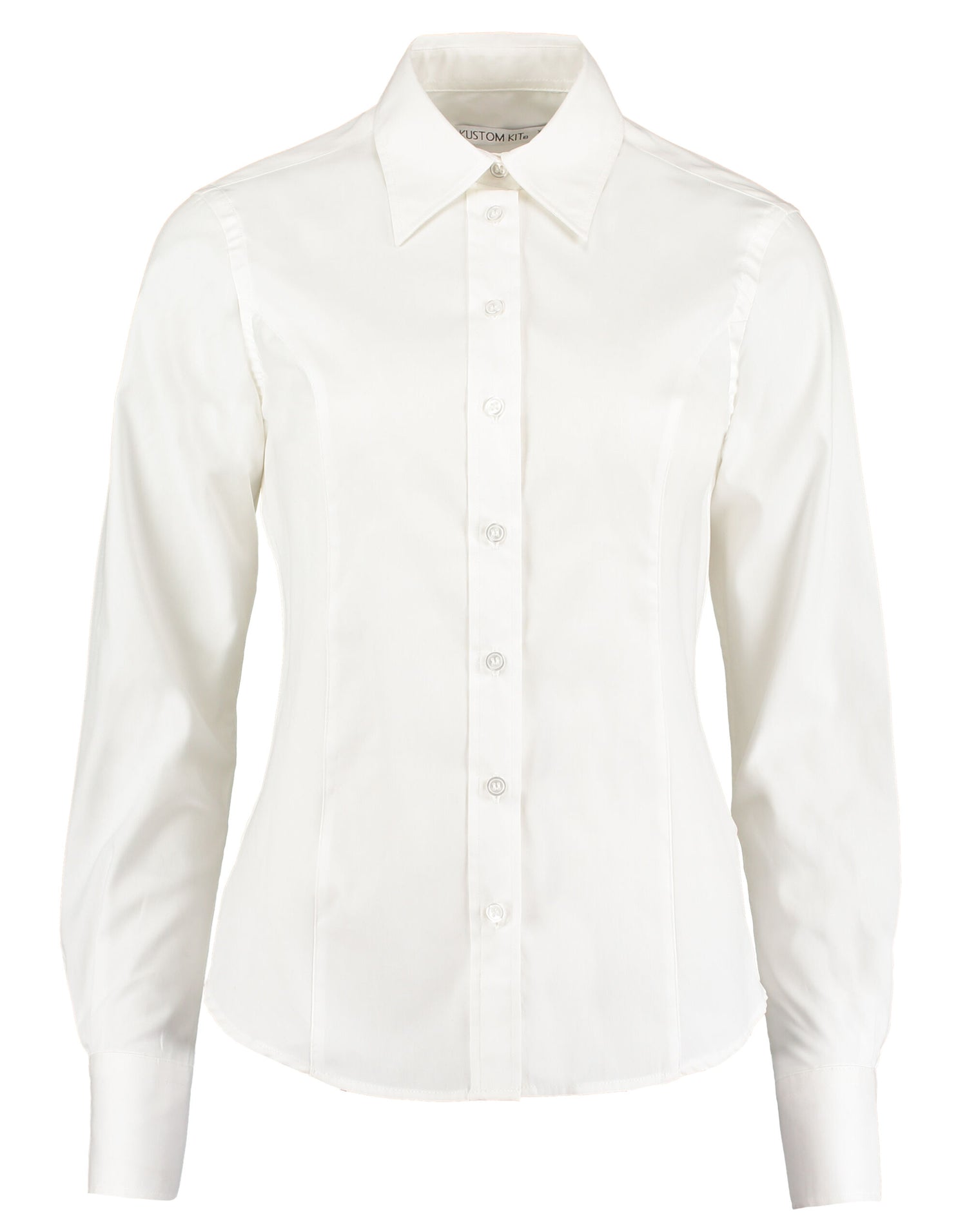 Kustom Kit Lady LS Tailored Oxford Shirt KK702 - White - Customisable Shirts