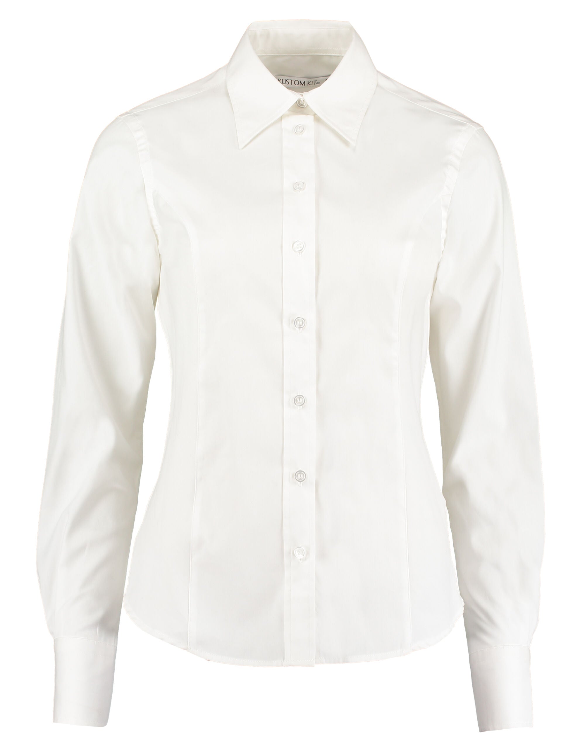 Kustom Kit Lady LS Tailored Oxford Shirt KK702 - White - Customisable Shirts