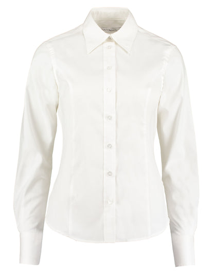 Kustom Kit Lady LS Tailored Oxford Shirt KK702 - White - Customisable Shirts