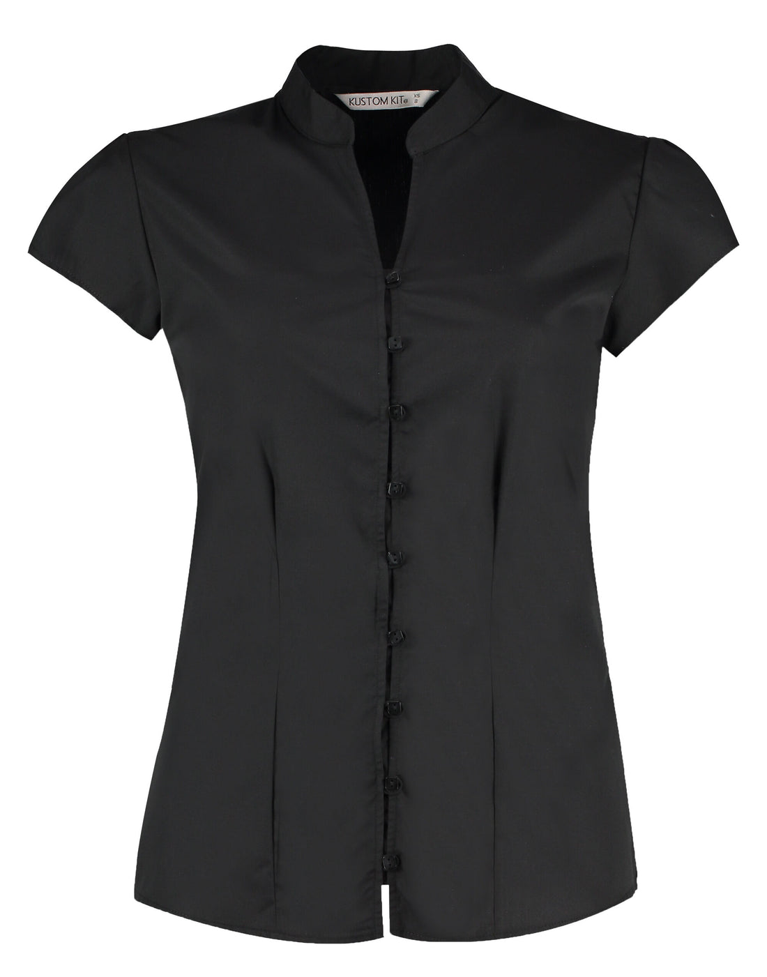 Kustom Kit Ladies Mandarin Collar Blouse KK727 - Black - Customisable Shirts